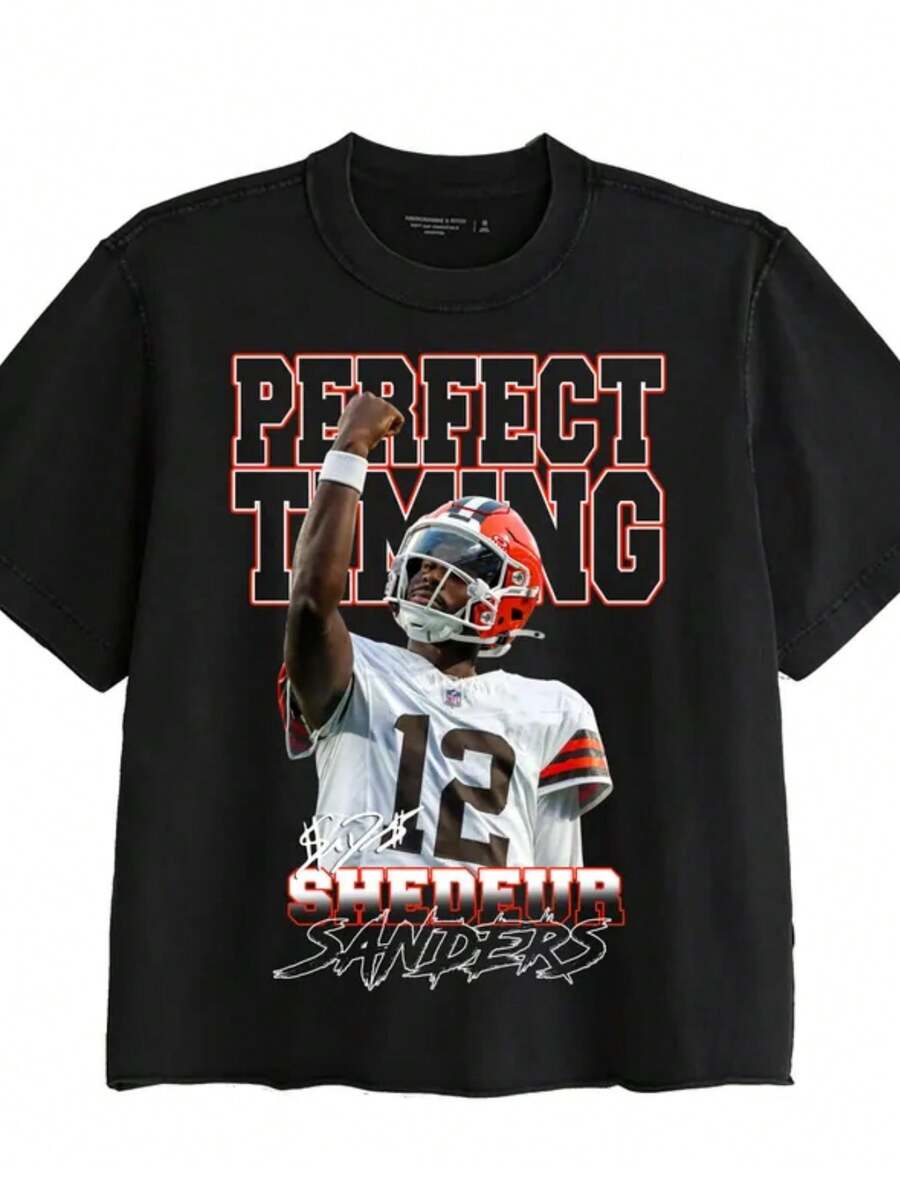 Shedeur Sanders _ Browns _ Graphic Tees _ Football _ Lendendary _ Cleveland _ Perfect Timing - màu đen - Xem 1