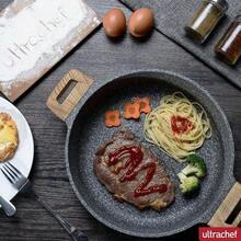 ULTRACHEF Arrocera Antiadherente Master Stone Tapadera de Vidrio Templado Revestimiento de Piedra de Alemania 100% libre de PFOA para estufa de inducción gas o eléctrica. Olla Baja Gris 3.8 L 28 cm - Multicolor - Ver 2