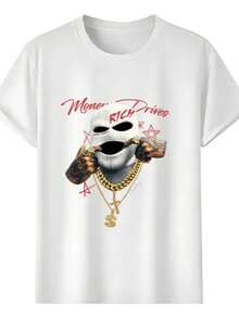 Camiseta hombre cuello redondo y manga corta. Estilo casual con estampados modernos y cómodos. Para hombres y mujeres, estilo pareja, pareja, camiseta de manga corta con estampado de moda - Blanco - Ver 2