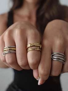 1pc Fashionable Stackable Bonded Stacked Ring, Detachable Wear Suitable For Women's Daily Outfit And Casual/Commute Wear - Multicolor - View 1