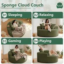 55"L Oversized Round Chaise Longue Chair Indoor, Corduroy Sponge Single Sofa, Oversized Round Chairs, Modern Sleeper Chair For Living Room,Projection Room, Wide Armrest Chairs Black - màu xanh lá - Xem 4