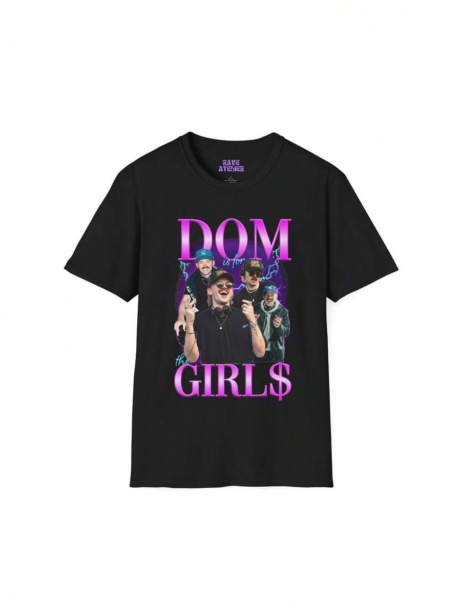 Dom Dolla Tee, Dom Dolla Merch, Rave Shirt, EDM Tshirt 90s Retro Rapper Bootleg EDM TShirt - Black 8 - View 1