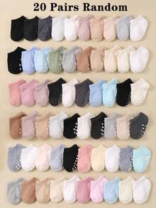 20/10/5 Pairs Cute Low-Cut Baby Socks, Comfortable Breathable Soft Elastic Anti-Slip Floor Socks, Infant Boat Socks With Non-Slip Function, Indoor Walking Socks. Heart, Pentagram, Small Footprint, Polka Dot Pattern Non-Slip Dot Design, Large Area Dots Help Baby Learn To Walk. Socks For Children, Newborn Essential, Baby Girl And Boy Stuff - Multicolor - View 7
