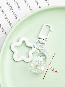 1 chiếc móc khóa hình gấu nhỏ bằng acrylic mới, unisex, dùng trang trí hộp tai nghe, hình ngôi sao năm cánh, phụ kiện túi xách, móc chìa khóa phong cách Y2K. - Trong sáng - Xem 4