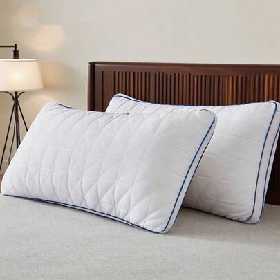 Set aus 2 orthopädischen Kissen 80x80 cm, Seitenschläferkissen mit 1600g x2 Mikrofaser-Füllung, atmungsaktives Nackenkissen, Schlafkissen/Sitzkissen/Bettkissen/Sofakissen – ultraweich, stützend und waschbar