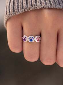 A Personalised, Charmingly Customisable Ring Paying Tribute To Your Furry Companion! Choose One To Five Paw Prints, Each Set With A Birthstone Representing Your Beloved Dog (Or Dogs!). - Silver - View 7