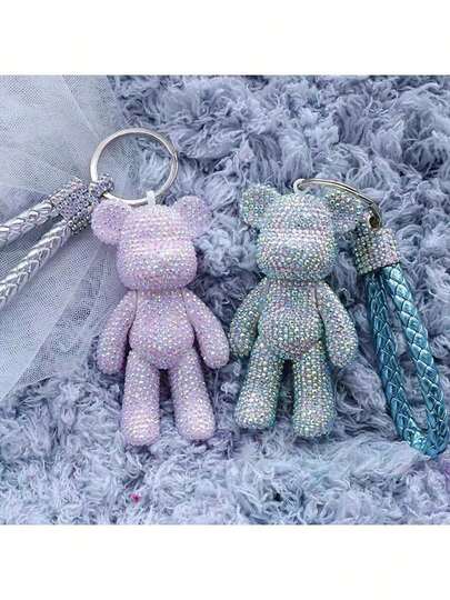 Set de 6 piezas de artesanía de osos con agujero perforado. Osos perforados DIY creativos, disponibles en múltiples colores, se pueden usar para decorar bolsos, cadenas de teléfono y diversos llaveros, también son adecuados como rellenos de calcetines navideños.