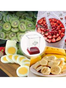 Cup Fruit Slicer - 1 Pcs - Cheese Slicer, Stainless Steel Egg Strawberry Cutter, Quickly Make Vegetable Salad Banana Slicer, Uniform Cutting, Exquisite Plating, Creative Kitchen Gadget - Đỏ - 1 - Xem 6