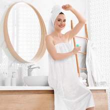 10pcs Disposable Bath Skirt Non-Woven Spa Wrap Lightweight Women Shower Towel For Sauna Beauty Salon And Home Use White Valentine's Day Bathrobe - Multicolor - View 4