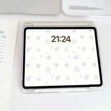 Flower Pattern Protective Case, Compatible With IPad A16 2025, Air 11/13, M2/M3, Pro 11/13, M4 2024, Air 4/5/10th Gen 10.9 Inch, Pro 11th Gen 9th Gen 8th Gen 7th Gen 10.2 Inch, Pro 12.9th Gen 4th Gen 5th Gen 6th Gen, Transparent Back Cover Y-Fold Protective Case - Floral - View 3