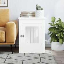 vidaXL Gaiola para cães branca 55x80x68 cm em madeira engenheirada - Branco - Ver 4