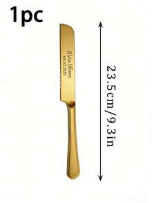 1 PC Custom Cake Knife, Pizza Spatula, Personalized Stainless Steel Silver And Golden Dessert Knife, Bread Knife, Cake Spatula, And Fork Set, Perfect Commemorative Gift For Wedding Parties, Birthday Celebrations, Anniversaries, Christmas, And Graduation Seasons. - Multicolor - View 8