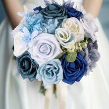 [Free Shipping]Artificial Flowers Combo Box Blue Dusty Blue Artificial Flowers For DIY Tables Centerpieces Ba By Shower Bridal Shower Wedding Bouquet Arrangements Decor - 深藍 - 查看 5