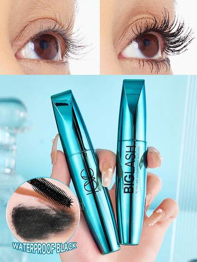 2支装 Biglash XL 4D 纤维睫毛膏 - 防水、持久、防晕染黑色，打造自然睫毛 - 适合所有肤质，易于涂抹，防水睫毛膏 | 精准刷头 | 滋养成分，适合圣诞节、冬季、粉色系、毕业典礼、生日、节日、夏季、秋季等场合。