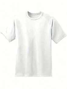 Grand t-shirt imprimé, couleur unie, chemise décontractée à manches courtes, respirante, très adaptée à un usage quotidien. - Blanc - Voir 2