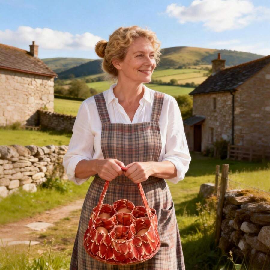 Cestas para huevos de Pascua con estampado de plumas o gallo, ideal para el hogar, la granja y más. - Naranja - Ver 1