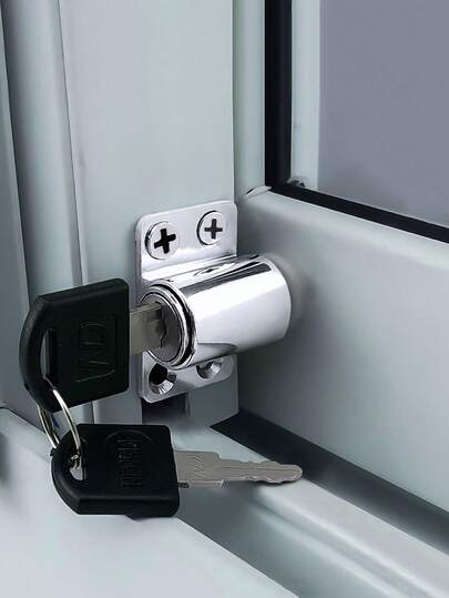 1-2 Juegos de Cerradura para Puerta Corrediza, Cerradura de Ventana de Aleación, Juego de Cerradura de Antirrobo para Puertas y Ventanas, Cerradura Deslizante Suave, Limitador de Fijo