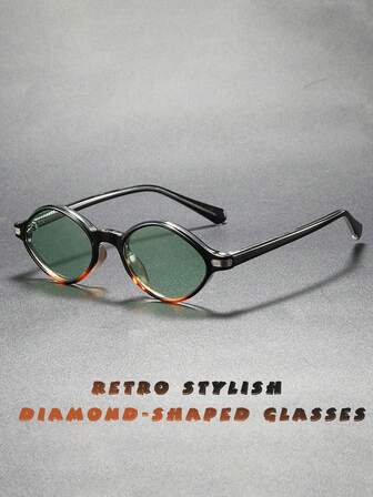 Gafas de moda con montura pequeña y poligonal para hombres, con patillas incrustadas de TR90, lentes de varios colores, adecuadas para la oficina, el transporte y actividades al aire libre como acampada y pesca, gafas decorativas