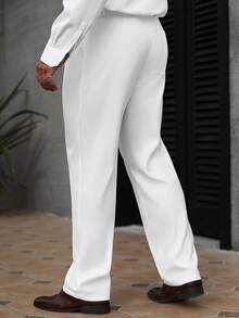 GRDR 男士休闲裤，宽松版型，简约时尚，修身西装裤，垂坠感好，抗皱透气，春夏款 - 白色 - 查看 4