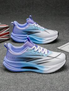 Men's Lightweight Soft Bottom Mesh Casual Shoes, Breathable Versatile Thick Sole Non-Slip Athletic Sneakers - Mauve Purple - View 4