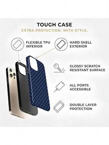 GIIPPA 哑光白波点手机壳，海军蓝底色，兼容 17、17 Air、16、15、14、13、12、11、Pro Max、Plus、X、XS - 寶藍色 - 查看 6