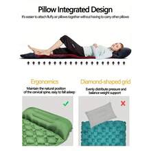 Colchoneta inflable para acampar al aire libre con almohada, colchón de aire ultraligero con bomba incorporada, cama de aire ligera para senderismo, esterilla plegable para picnic, esterilla de playa, almohada inflable para siesta, almohada inflable para coche, colchoneta inflable para pijamada de Navidad - Multicolor - Ver 7