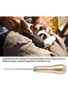 EstiloAgujas de 3 Piezas, Punzón De Coser De Cuero De Lona, ​ ​   Punzón De Coser Con Mango De Cobre, Herramienta De Reparación De Zapatos De Cuero De Coser A Mano, Para Costura De Bricolaje Reparación De CueroVersión mejorada - 1 - Ver 6