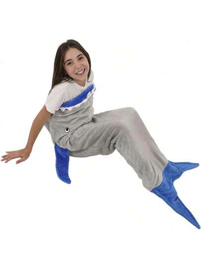 EstiloTendenciaManta De Tiburon Para NiñOs De Forro Afelpado De Textura Suave Saco De Dormir Infantil - Cobija De Cola De Tiburon Infantil Ideal Para Dormir Resistente Al FrioCalidad PremiumVersióN Mejorada