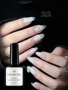 10毫升雪花闪粉指甲油，半永久UV凝胶，圣诞白色雪花闪亮指甲油 - 可卸UV/LED凝胶指甲油，适合美甲沙龙和家庭使用 - 闪粉美甲设计UV指甲油，指甲箔凝胶指甲油