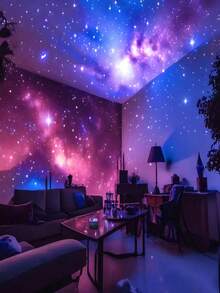 1 pièce Lampe de projection 2-en-1 Vague d'aurore, Projecteur de ciel étoilé d'aurore, Alimenté par USB, Veilleuse de chambre, Lampe de chevet, Idéal pour fête, cadeau d'anniversaire, projette sur le plafond/mur, décoration de Noël - Noir - Voir 3