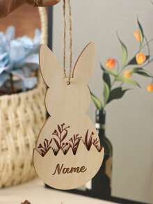 LICVIC Custom Easter Bunny Hanging Ornament With Name, Easter Decoration For Home And Basket Display, Spring Holiday Gift Idea, Personalized Keepsake Decor, Seasonal Farmhouse Style Accent, Customized Name Hanger, Customizable Holiday Wall And Door Decor