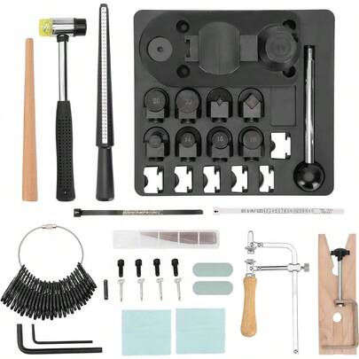 KLONKEE 3-In-1 Spoon Ring Bender Set, Ring Bending Tool, Spoon Ring Bender With Nylon Mold, Jewelry Saw Bow And Measuring Tool, Suitable For DIY Enthusiasts, Christmas And Valentine's Day Gifts