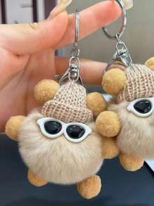 1个可爱卡通煤球钥匙扣吊坠，时尚女士钥匙扣，可爱钥匙扣，趣味钥匙扣，女士礼物，适用于挂绳、包包、钥匙、车钥匙装饰和小礼物 - 多色 - 查看 1