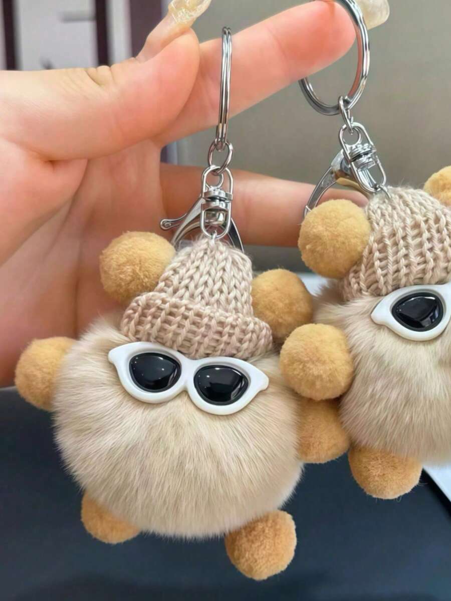 1个可爱卡通煤球钥匙扣吊坠，时尚女士钥匙扣，可爱钥匙扣，趣味钥匙扣，女士礼物，适用于挂绳、包包、钥匙、车钥匙装饰和小礼物 - 多色 - 查看 1