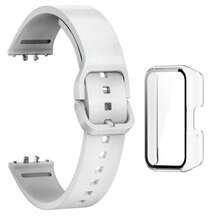 KIT Pulseira de SIlicone De Liberação Rápida + Case Para Smartwatch Galaxy Fit 3 - TRANSPARENTE/BRANCO - Visão 1