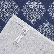 Amrapur Overseas | Artesia Damask 6 Piece Reversible Yarn Dyed Jacquard Towel Set (Indigo)(Estándar Azul) - Multicolor - Ver 4