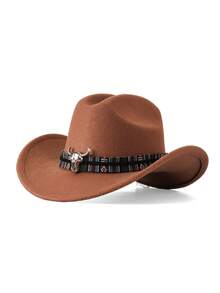 1pc Animal Bohemian Polyester Bow Western Cowboy Hat, Versatile Fashion Accessory For Daily Wear, Unisex - Multicolor - View 14