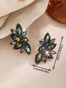 1 Pair Bohemian Alloy Rhinestone Inlaid Fashion Versatile High-End Luxury Exaggerated Earrings For Women - Colorful - View 4