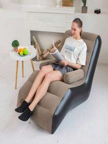 1pc Outdoor Inflatable Plush Sofa, Portable Nap S-Shaped Thick Sofa Lounger For Balcony, Bedroom, Living Room, Comfortable Single Seat. Super Large Inflatable Lounger, Air Sofa Hammock - Portable, Waterproof, Leak-Proof - Suitable For Outdoor Activities - Multicolor - View 6