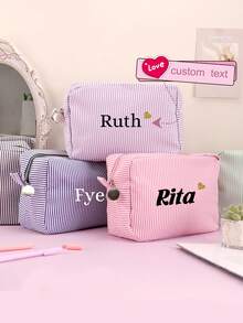 1 Pc Custom Heat Transfer Corduroy Pencil Case, With Customizable Text, An Essential Stationery Organizer, Makeup Bag, Toiletry Bag, And Travel Essential. Large Capacity, Suitable For School And Office Use. A Creative Gift, Perfect For Thanksgiving, Birthdays, And Back-To-School Seasons.