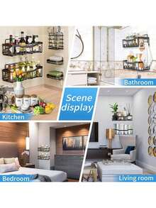 EstiloPaquete de 5 adhesivos de repuesto para ducha, tiras adhesivas para estanteria ducha para baño,ganchos de pared transparentes resistentes e impermeables,adecuados para baño,cocina (Estilo B)Versión mejorada - Tipo B - Ver 3