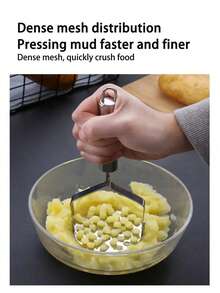 1 Stainless Steel Manual Mashed Potato Press, Baby Food Supplement Making Tool, Suitable For Crushing Pumpkin, Sweet Potato, Fruit, Etc., Household Masher Potato Press Potato Press Potato Press Kitchen Tool Potato Press Kitchen Gadget Food Supplement