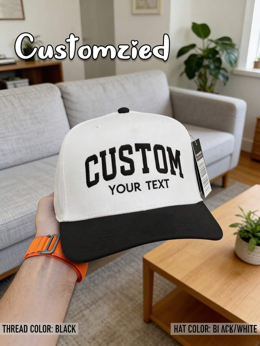 Customized Text Baseball Cap, Adjustable Baseball Cap, Cap With Your Text, Single Party Cap, Unisex, Great Birthday Gift For Friends, Suitable For Matches, Travel And Outdoor Activities - Multicolor - View 1