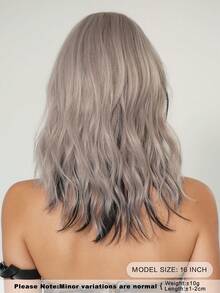 AKAKO Tóc giả hai tông màu bạc hồng có mái, điểm xuyết highlight đen, kiểu bob ngắn gợn sóng dành cho nữ, dài ngang vai 16 inch, tóc xoăn, chất liệu tổng hợp chịu nhiệt, thích hợp sử dụng hàng ngày, dự tiệc âm nhạc, cosplay, phong cách hip hop đường phố Y2K, phụ kiện tóc giả thời trang. - Màu hồng nổi bật - Xem 3
