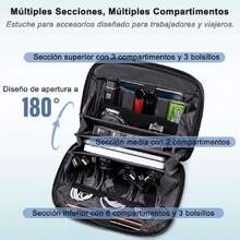 Organizador Portátil y Bolsa de Doble Capa para Accesorios Electrónicos KB00613, Impermeable, Ideal para Viajes, Compatible con Disco Duro 2.5", USB, Cables, Auriculares, Cargadores,37265847 - Multicolor - Ver 2
