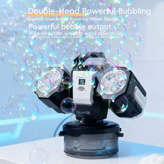 2026 Rechargeable Bubble Machine With RGB Lights: Creates 30,000 Bubbles/Min Storm, 360° Auto Rotation, Type-C Charging - Remote Control Bubble Maker, Suitable For Weddings, Kids Parties And Outdoor Activities