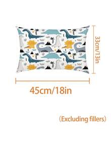 1/2pcs Set Perlengkapan Tidur Anak Motif Dinosaurus Fantasi, Selimut Lembut Motif Kartun Dinosaurus + Sarung Bantal, Motif Warna-warni, Cocok Untuk Anak Laki-laki dan Perempuan - MultiWarna - View 9