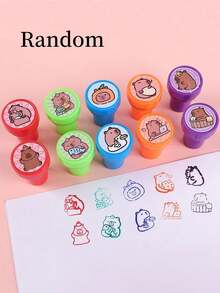 12pcs/10pcs-Capybara Pattern Stamps - Mini Self Printed Seal, Easy-Grip, Assorted Colors, Perfect For Arts And Diy Crafts & Birthday,Back To School Party Baby Shower Party Favors,Back To School, School Thingsfor Girls/Boys, Backpack,School Supplies - Multicolor - View 13