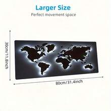 大型可水洗鼠标垫和键盘垫 | 彩色发光世界地图设计，防滑橡胶底座，聚酯纤维表面 - 非常适合办公、游戏、节日装饰和圣诞礼物。 - 彩色 - 查看 5