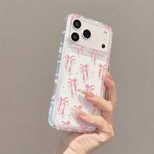 Funda Transparente de Impresión de Arte Única Estilo de Niña Dulce con Lazo Rosa, Funda de Teléfono de Cobertura Completa, Compatible con las Series  17, 16, 15, 14, 13, 12 y 11 Pro Max. Es una funda protectora ligera y elegante que ofrece absorción de impactos y protección contra caídas. Muestra tu estilo. - 1 pieza - Ver 2